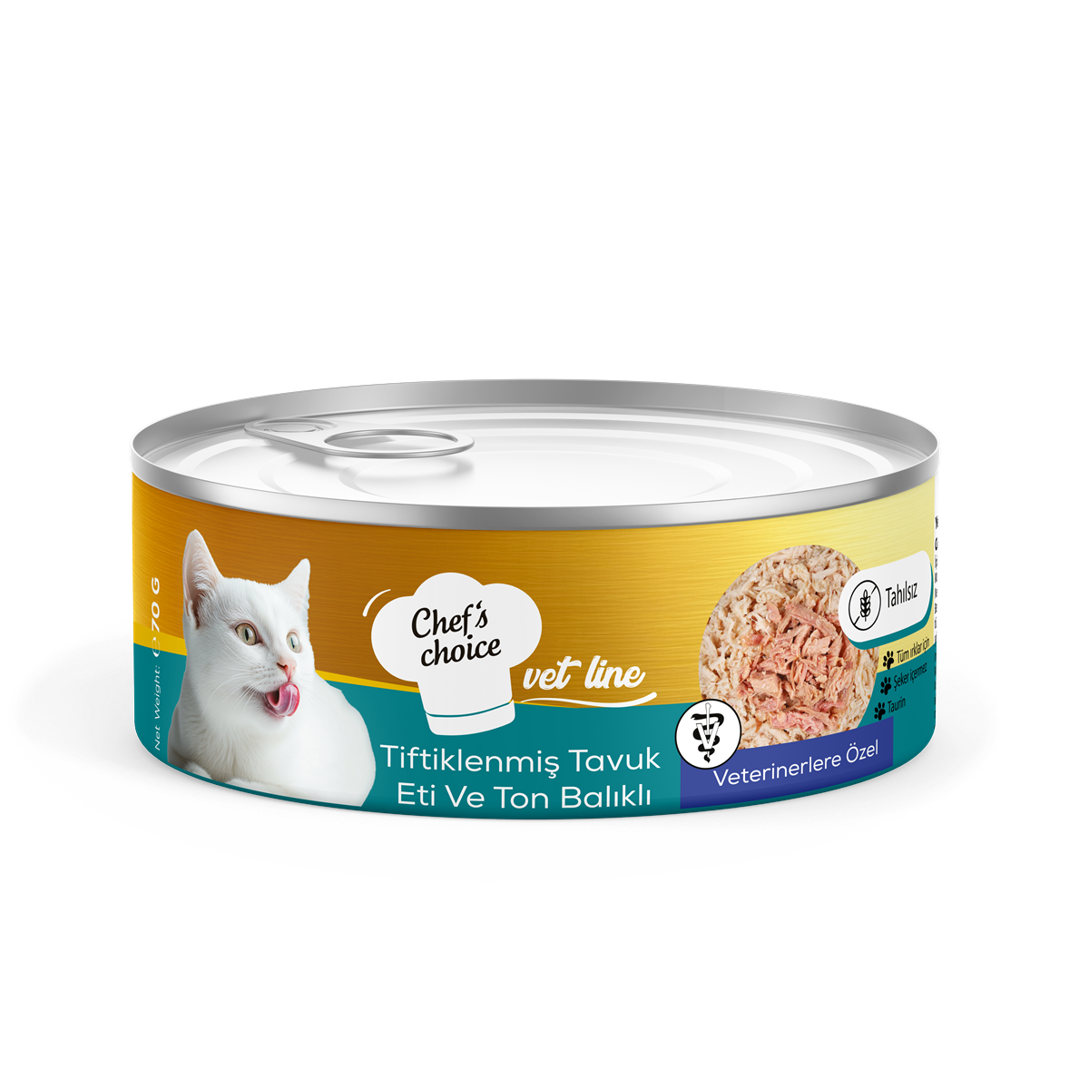 Chefs Choice Vet Line Tiftiklenmiş Tavuk Etli & Ton Balıklı Yaş Kedi Maması 70 gr 1